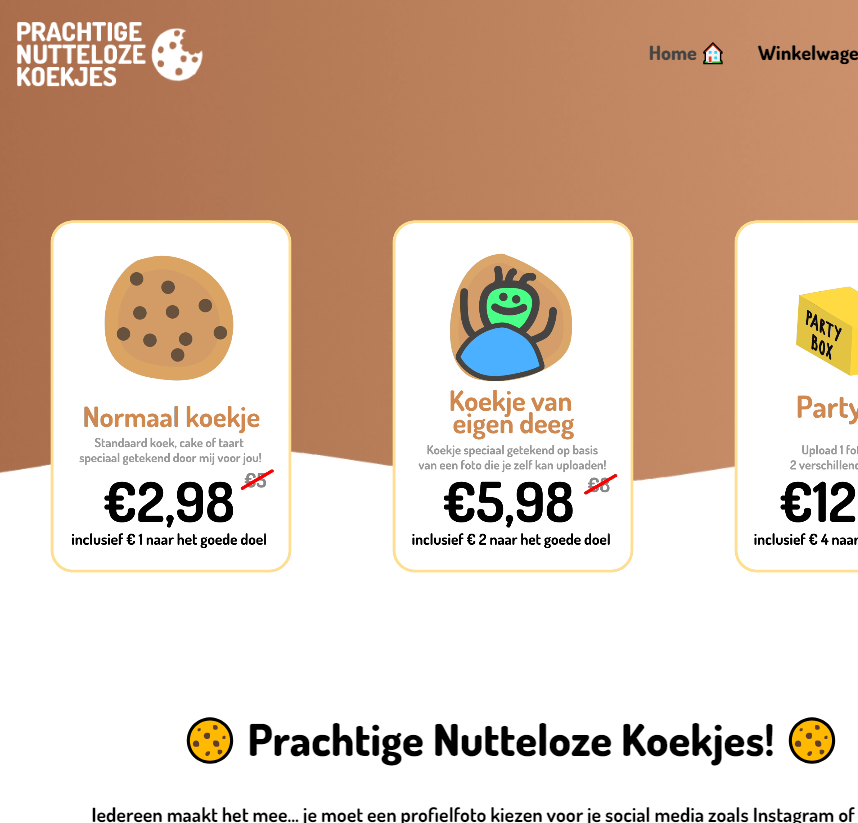 koekjes slecht tekenen voor het goede doel